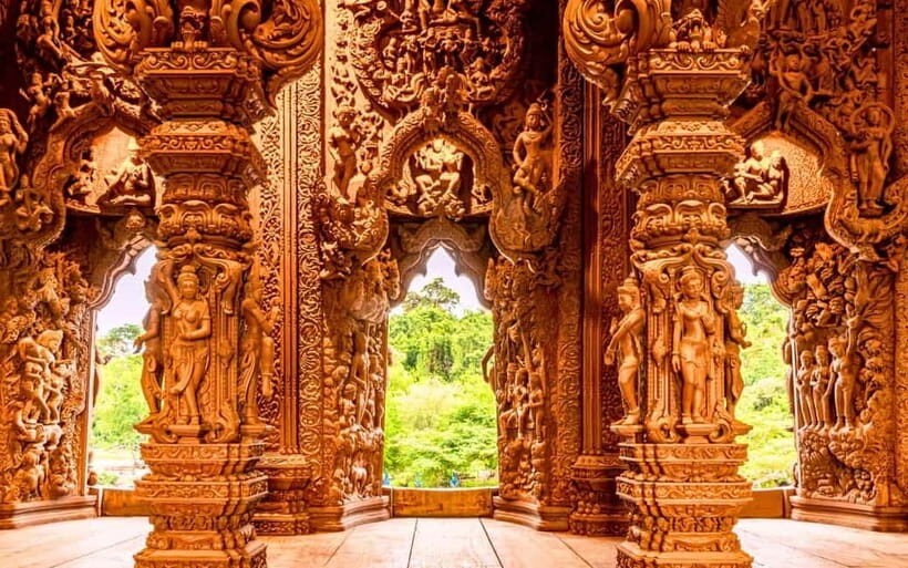 Bangkok: Pattaya Truth Sanctuary Guided Tour & Coral Island - Sanctuary of Truth: teak, no nails, and a temple you can read